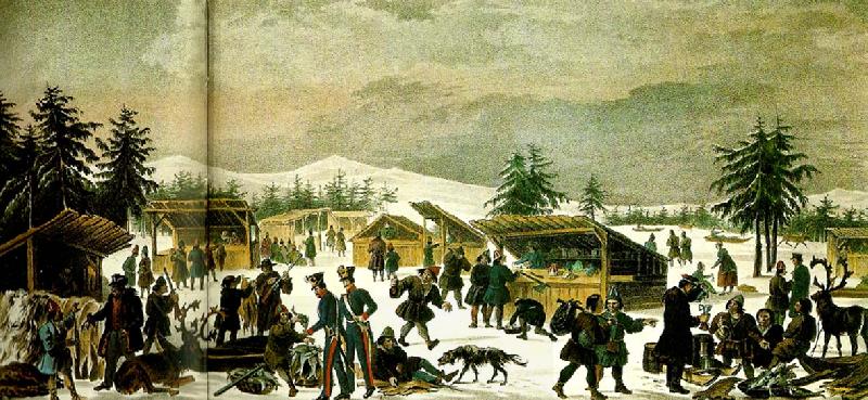 daniel von hogguer folkliv pa en vintermarknad i lappmarken oil painting picture